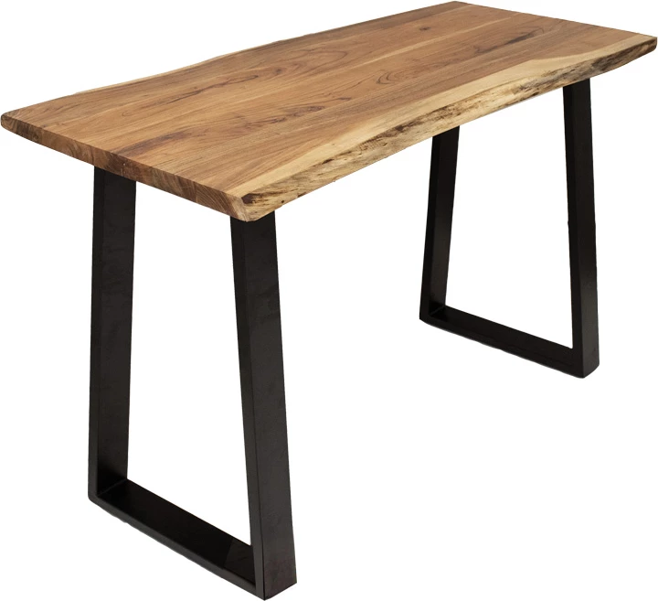 Tavolinë Miles, dru akacie i fortë, trashësi 3.7-4cm, ngjyrë natyrale, këmbë metali të zeza, 120x45x78cm