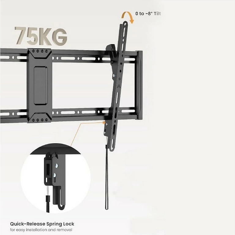 Mbajtëse muri TV EQUIP, 43-95", VESA 800x400, Tilt, Slim, 75 kg, e zezë