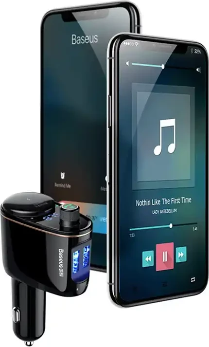 Transmetues Bluetooth për veturë Baseus S-06, MP3, 2x USB, i zi