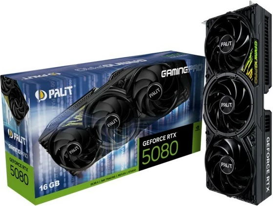 Kartelë grafike Palit RTX 5080 GAMING PRO, 16GB GDDR7, 256-bit, e zezë