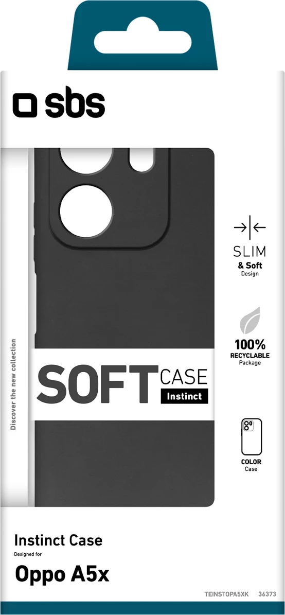 Mbështjellës SBS Instinct për Oppo A5X, TPU me mikrofibër brenda, 20 g, i zi