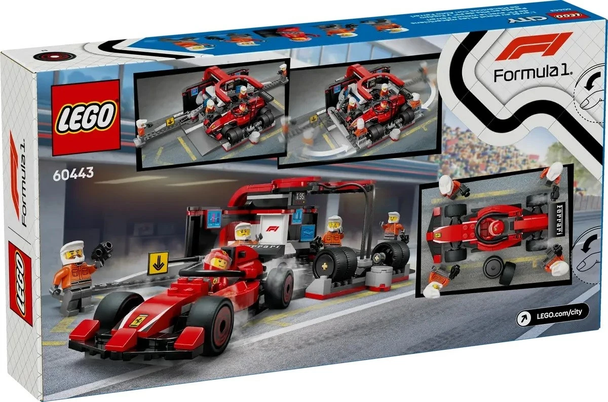 Set LEGO City 60443, Pit Stop & Pit Crew me veturë Ferrari, Kuq
