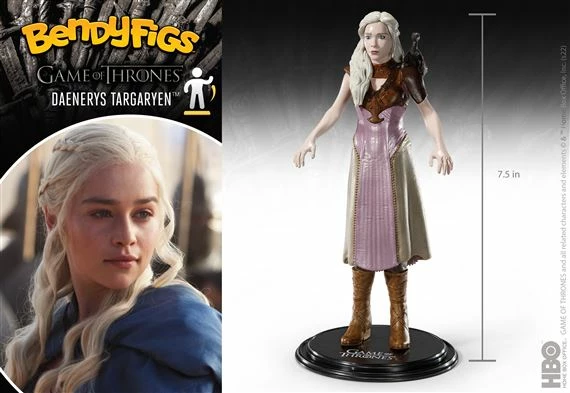Figurinë koleksionuese NOBLE COLLECTION Bendyfigs Game of Thrones Daenerys Targaryen 18 cm, me dragua (aksesor)