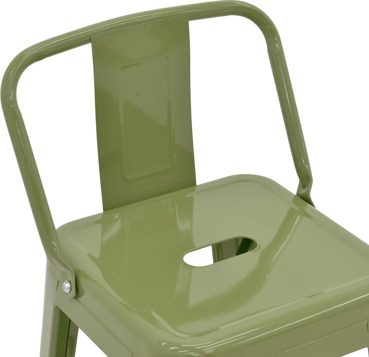 Karrige për bar me mbështetëse Utopia, metal, ngjyrë ulliri e errët, 42x42x97cm