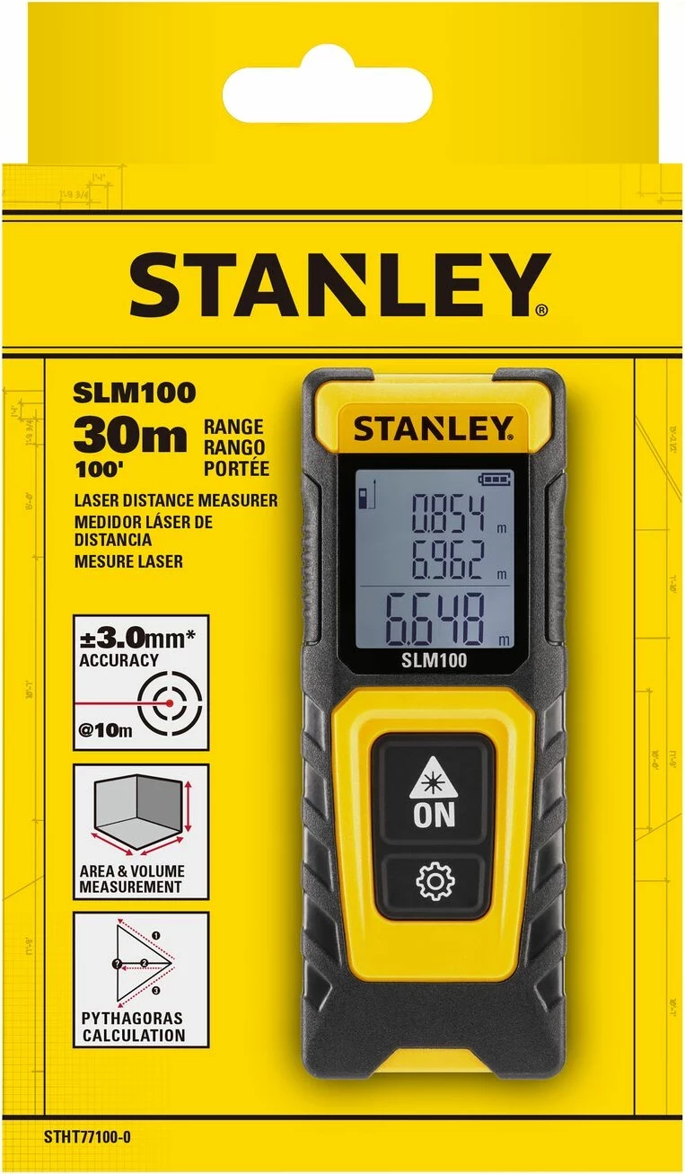 Matës distance lazer Stanley SLM100 STHT77100-0 30 m, verdhë/zi