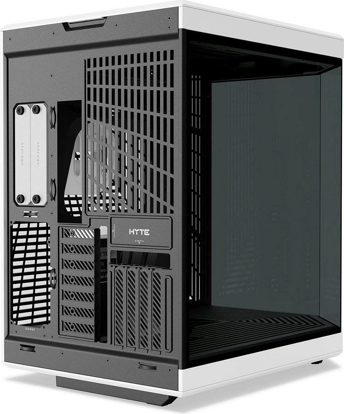 Kasë HYTE Y70, ATX Midi Tower, dy dhoma, xham, USB-C, bardhë/zezë