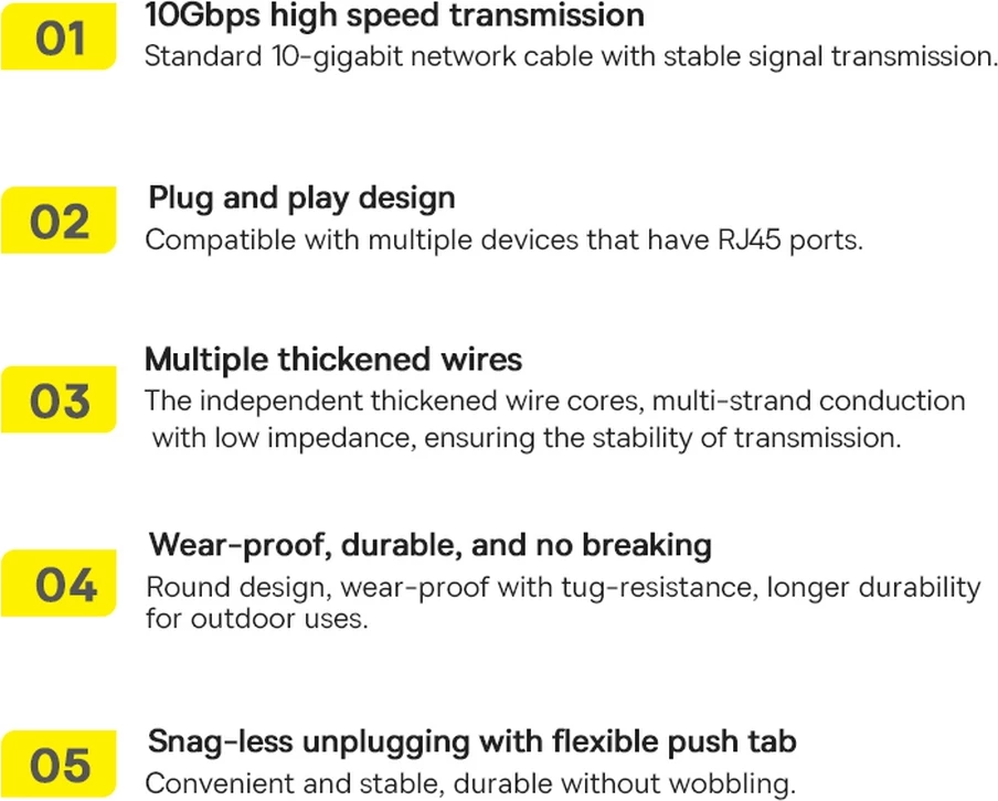 Kabllo rrjeti Baseus Speed Seven Cat 7, RJ45, 10Gbps, 5m, e zezë