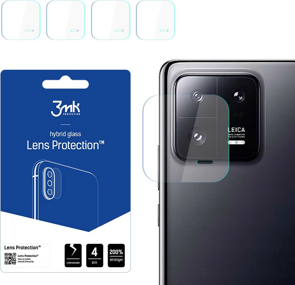 Xham hibrid mbrojtës për kamerë 3mk Protection Lens Protection për Xiaomi 13 Pro, Transparent, 4 copë