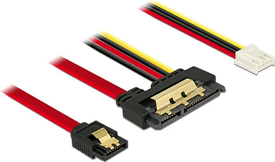 Kabllo adapter DeLOCK 85234, SATA III 0.3 m, SATA 7-pin + Molex në SATA 22-pin, e zezë