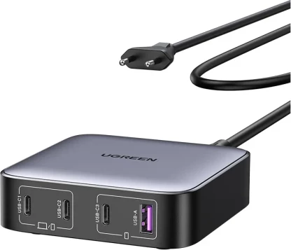 Karikues desktop GaN USB-C UGREEN Nexode 100W (MPN 90928), 3x USB-C + 1x USB-A, kabllo rryme 2m, gri e errët