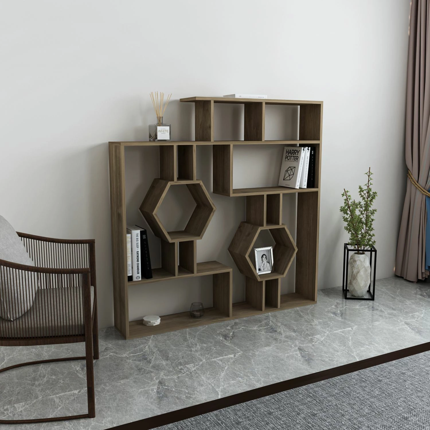 Raft librash Hanah Home Tamara, ngjyrë arre