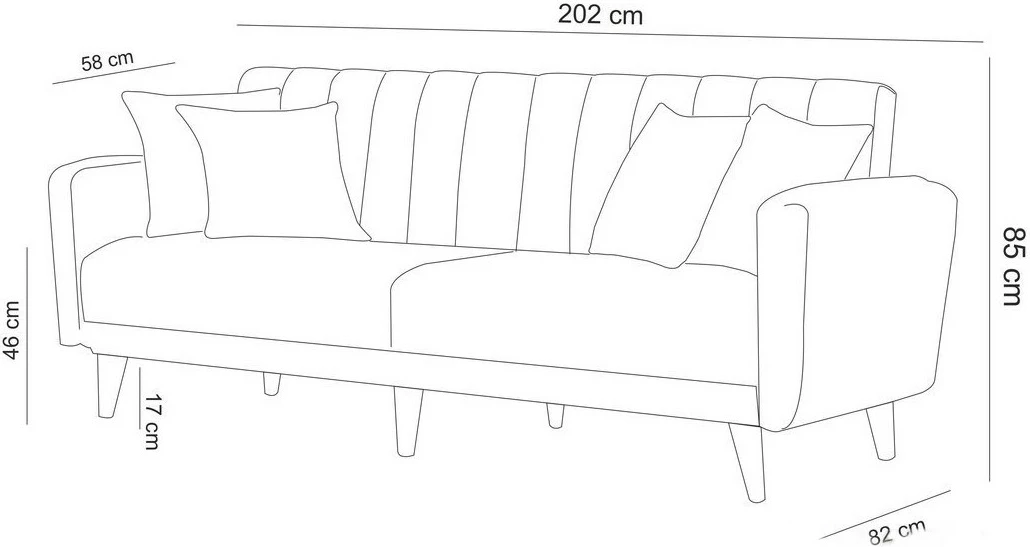 Set divan-krevat me karrige krahu, ngjyrë gri, Atelier del Sofa, Aqua-TKM03-1008