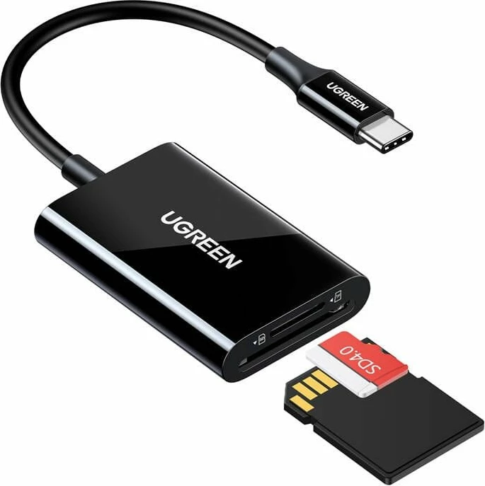 Lexues kartelash USB-C 2-n-1 Ugreen CM265 USB 3.0 5Gbps, SD/Micro SD, zi