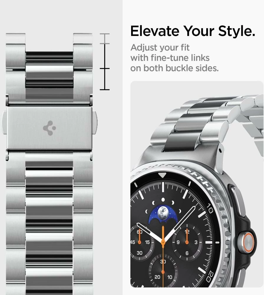 Byzylyk Spigen Modern Fit Band çelik inox 316L për Samsung Galaxy Watch 8/Classic 40/44/46mm, argjendtë