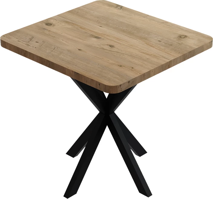 Sipërfaqe Tavoline Prestone melaminë lisi-metal i zi 70x70x75cm