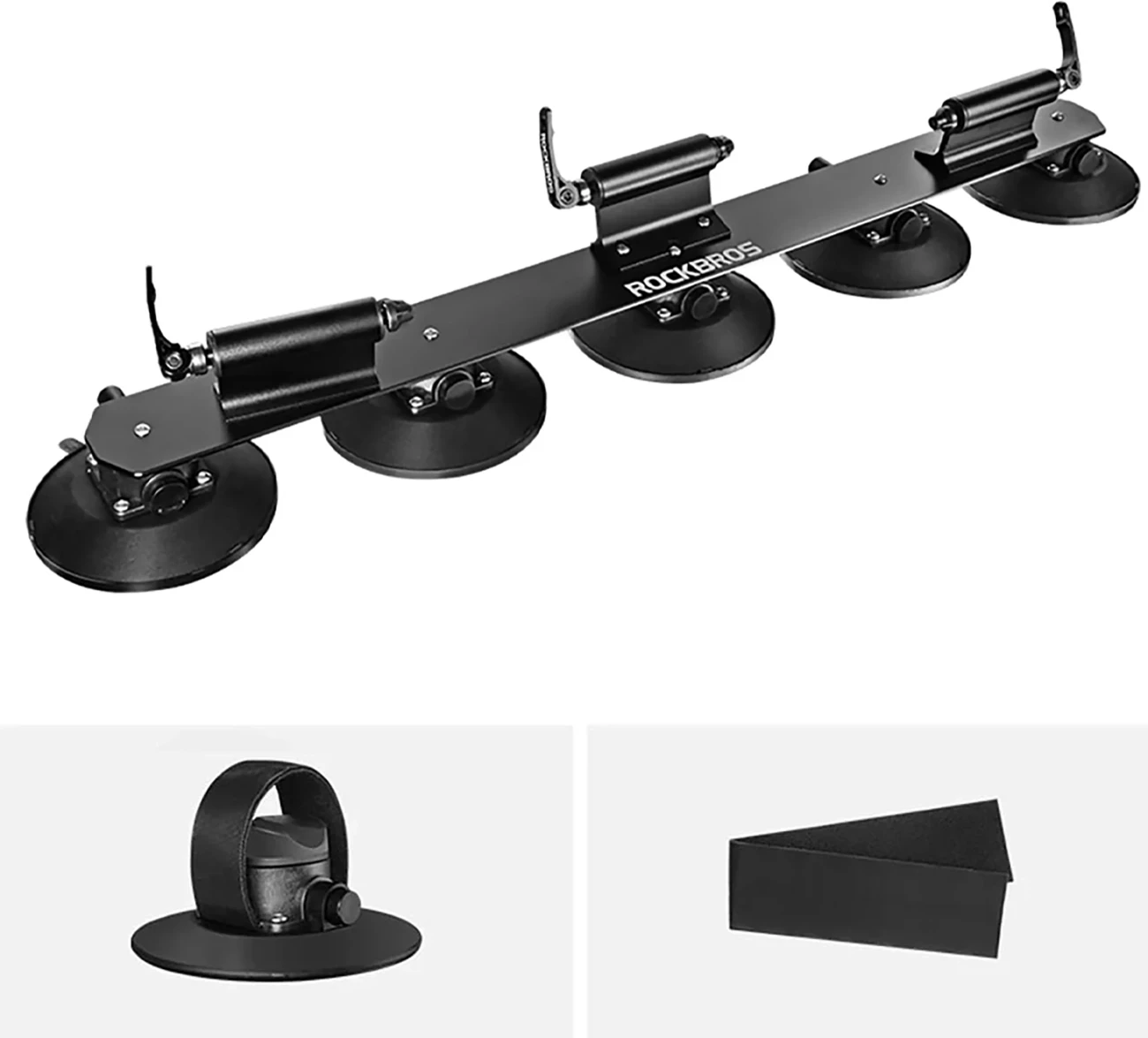Mbajtëse biçikletash për çati me vakum Rockbros XP1003, për 3 biçikleta, alumini, quick release, e zezë
