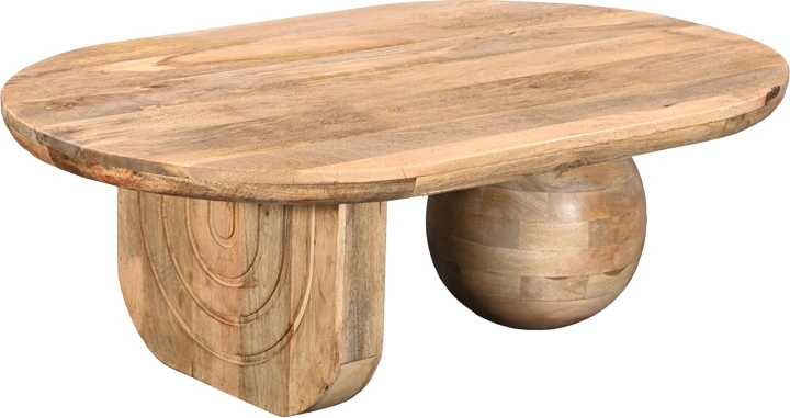 Tavolinë kafeje Kane, dru akacie i fortë, ngjyrë natyrale, 110x72x38cm