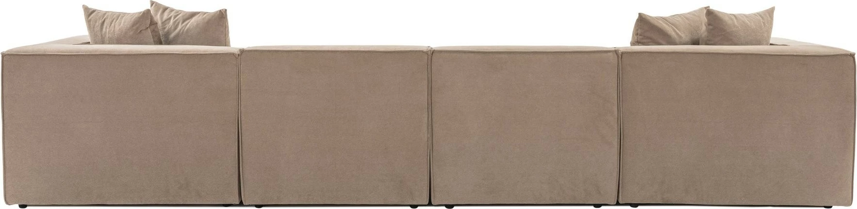 Kënd-sofë Sora me pouffe, ngjyrë kapuçino, Atelier del Sofa