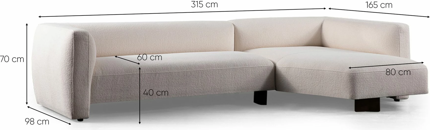 Këndore Rena, e bardhë, Atelier del Sofa, kënd i djathtë