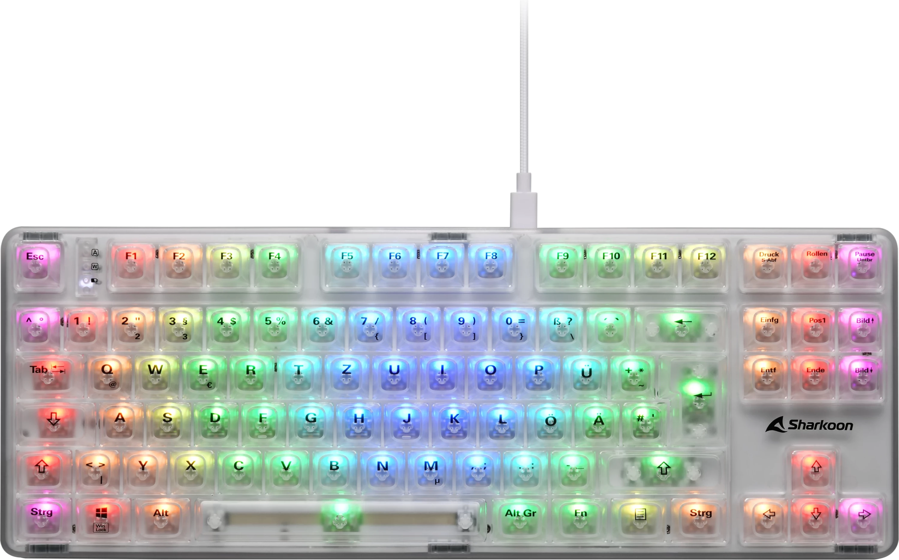 Tastierë gaming Sharkoon Crystal Shark, DE, RGB, e bardhë