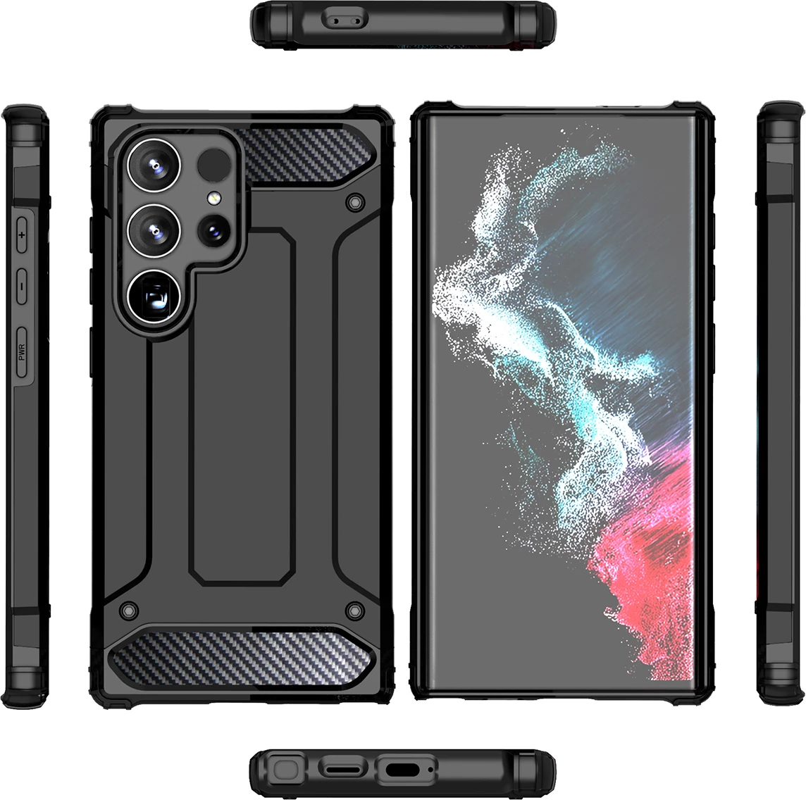 Mbështjellës Hybrid Armor Hurtel për Xiaomi Redmi Note 14 Pro 4G/5G, Poco X7, i zi