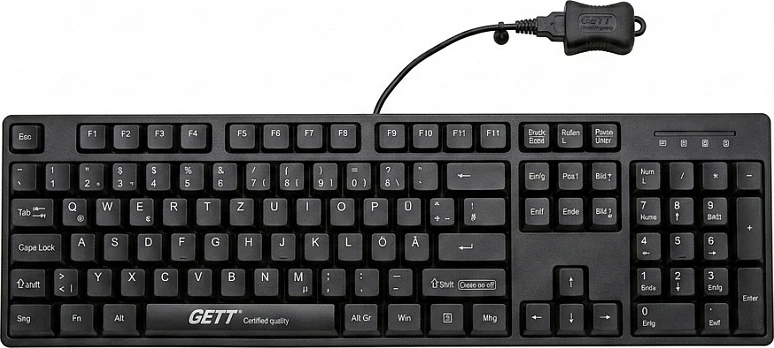 Tastierë GETT CleanType Easy Basic GCQ, USB, 105 taste me NUM block, IP68, US layout, e zezë