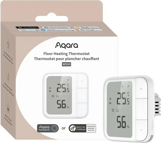 Termostat smart Aqara W500, digjital, Thread/Zigbee, për ngrohje dyshemeje, i bardhë