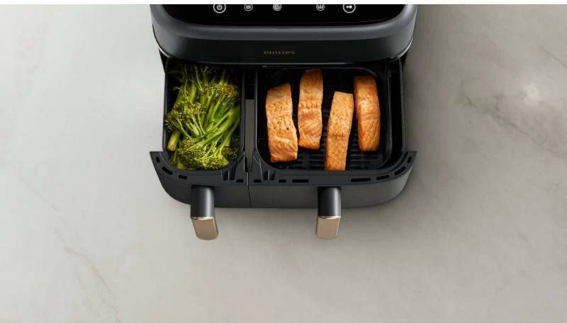 Fritezë ajri Philips NA352/00 Dual Basket 9L 2750W, e zezë/bronze