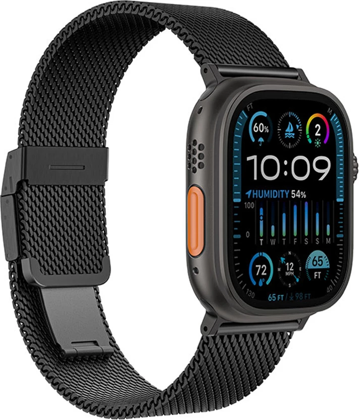Rrip metalik për Apple Watch AmazingThing Titan Premium Metal Band 38/40/41/42/44/45/46/49 mm, titanium, kapëse magnetike, Black
