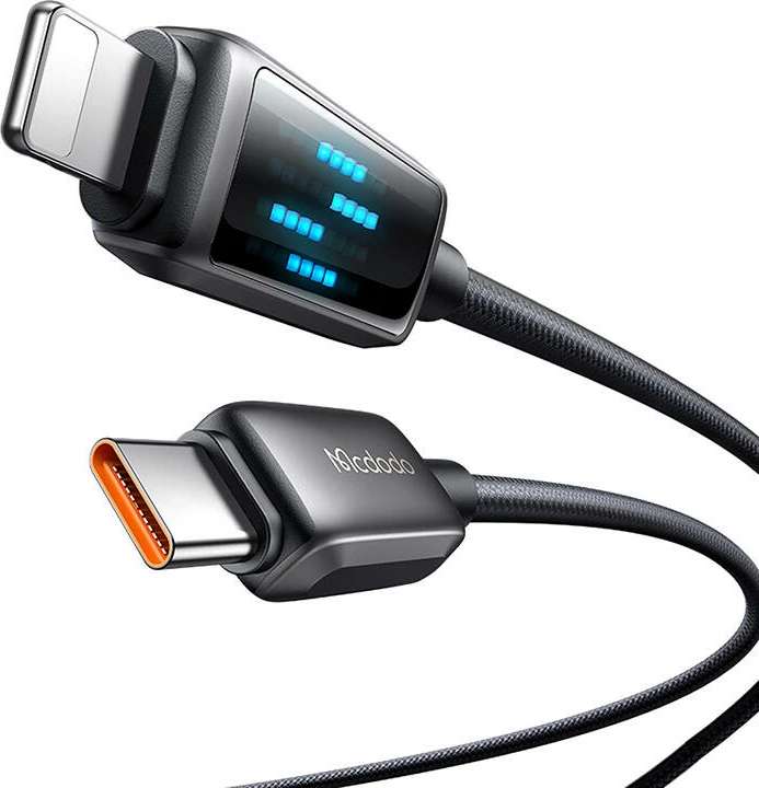 Kabllo Mcdodo CA-2630 USB-C në Lightning, 1.2m, 36W, ekran LED, e zezë