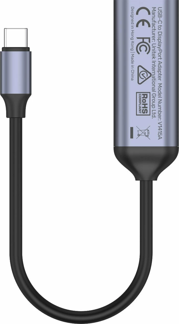Adapter USB-C në DisplayPort Unitek V1415A 8K/60Hz 4K/144Hz, gri
