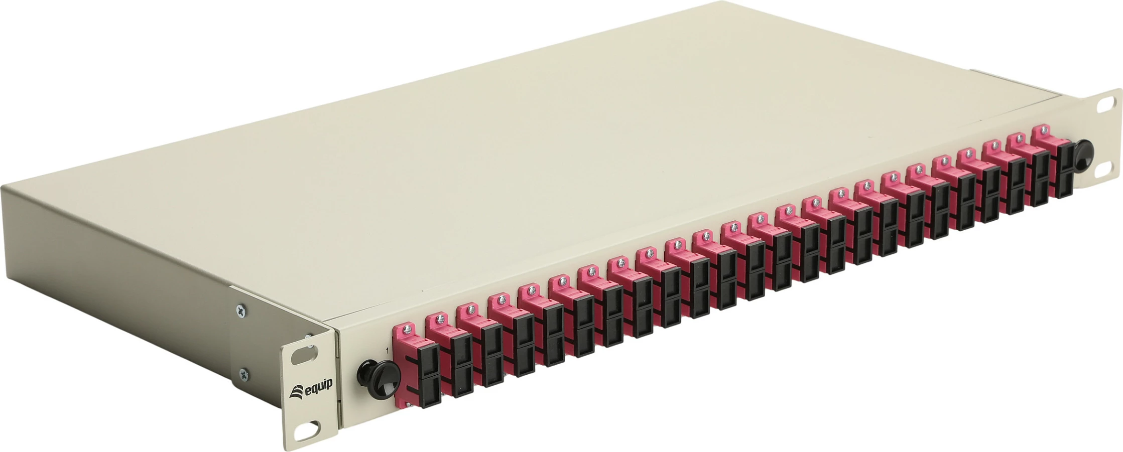 Kuti splice fibër optike EQUIP 337315, 24 porta SC Duplex, OM4, 1U rack, gri