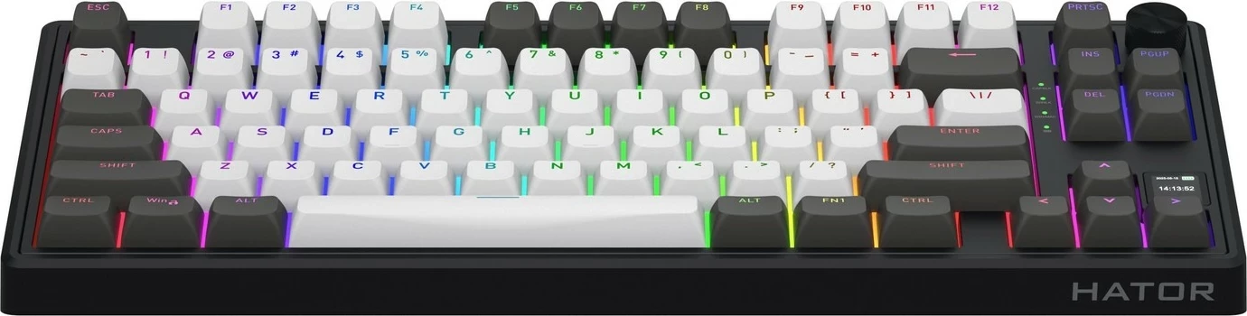 Tastierë mekanike Hator Skyfall 80 PRO Wireless, RGB, 75%, hot-swap, gri-e zezë