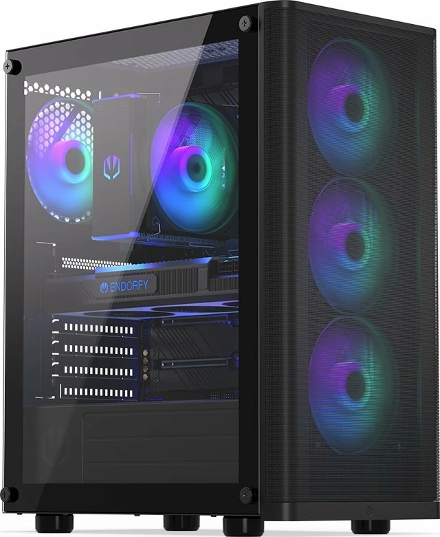 Kasë Endorfy Ventum 200 ARGB EY2A014 Midi Tower ATX me xham të kalitur, 4x120mm PWM ARGB fans, pa PSU, e zezë
