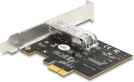 Kartë rrjeti PCIe DeLOCK Intel i210, 1x SFP, Gigabit 1000 Mbit/s, e brendshme, e zezë