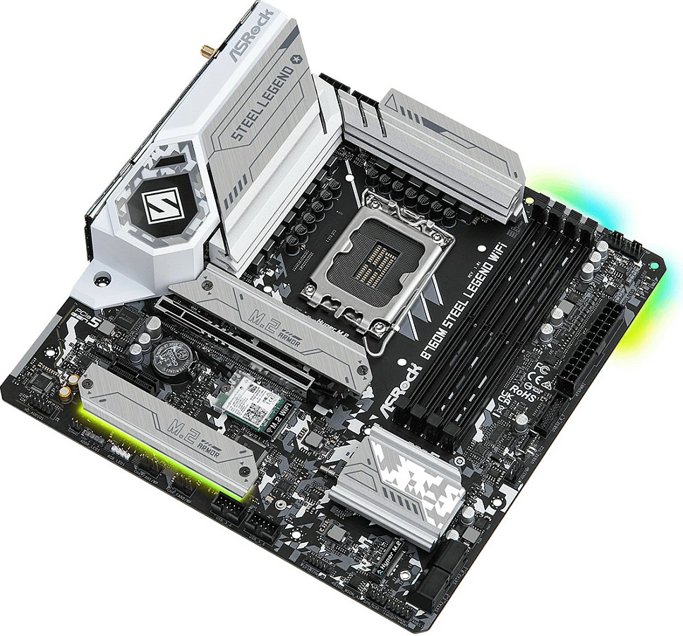 Pllakë amë ASRock B760M Steel Legend WiFi, Intel, LGA 1700, DDR5-SDRAM, 128 GB, micro ATX