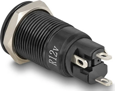 Switch me shtypje DeLOCK 22014, LED, IP65, vrimë montimi 12 mm, zi/kuqe