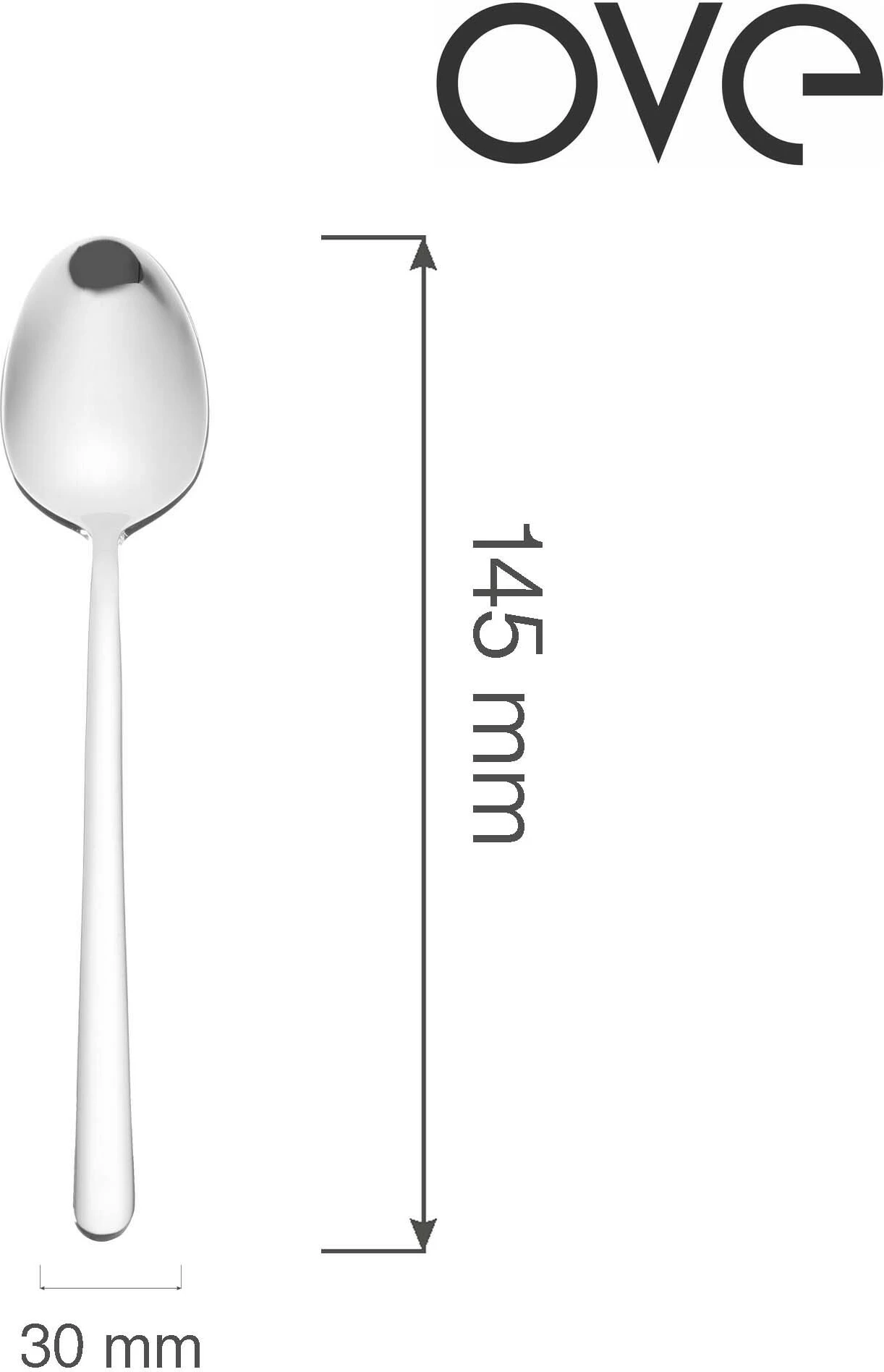 Lugë çaji OVE Amarone 145 mm, çelik inox 18/10, set 12 copë, argjendtë