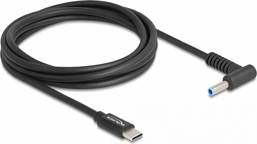 Kabllo karikimi laptopi DeLOCK USB-C në HP 4.5 x 3.0 mm, 1.5 m, 20 V 3 A, e zezë