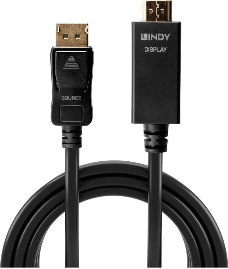 Kabllo Lindy DisplayPort - HDMI M/M 10.2G 5m e zezë 4K UHD 30Hz
