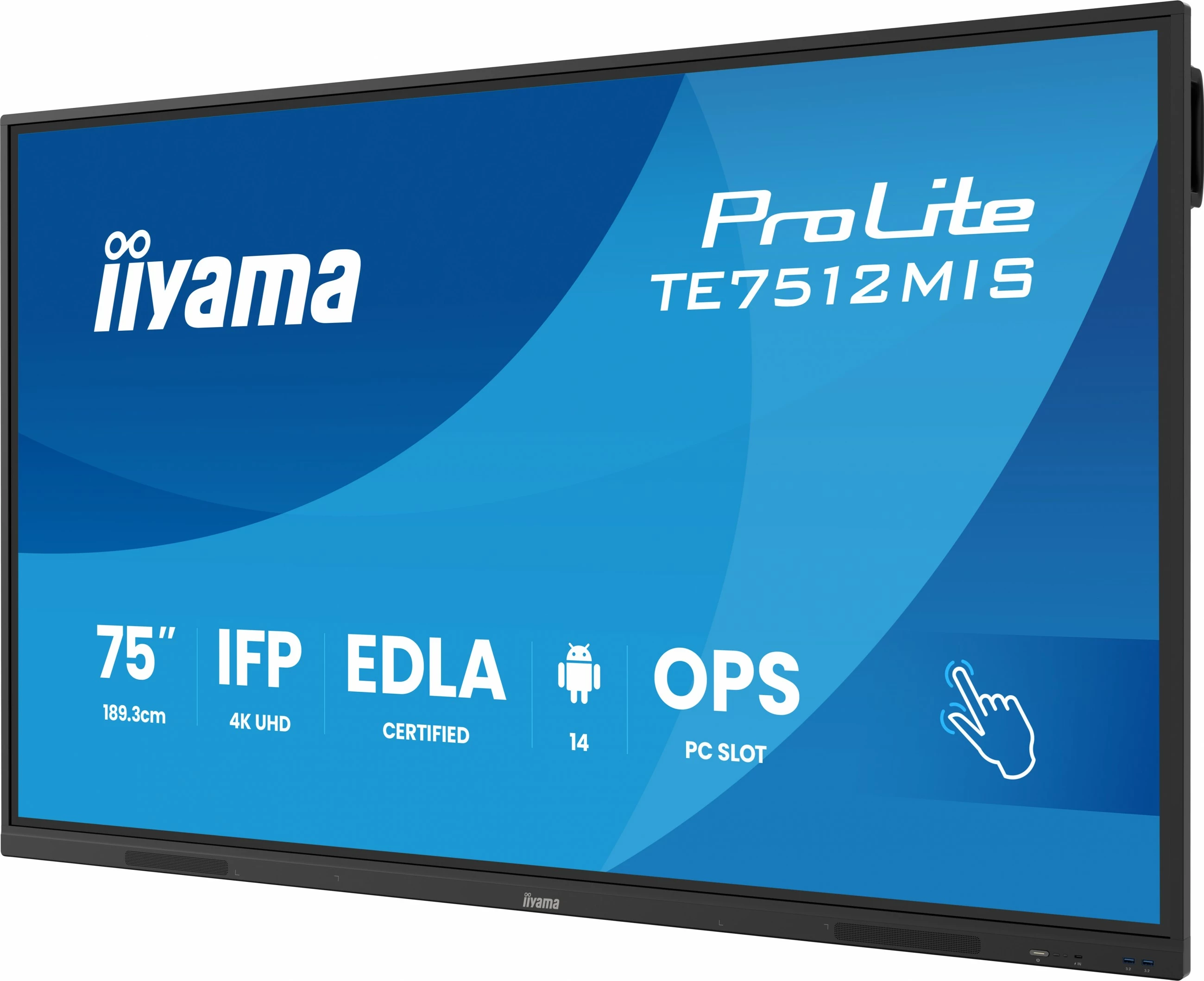 Ekran i madh me prekje iiyama ProLite TE7512MIS 75 inç, 4K UHD, i zi
