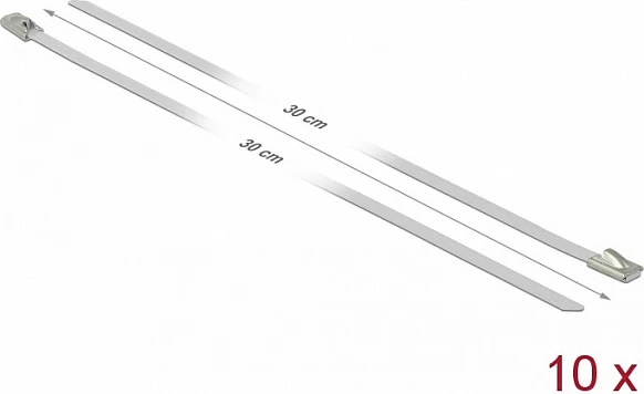 Lidhëse kabllosh inox DeLOCK 300 x 4.6 mm, 10 copë, e bardhë
