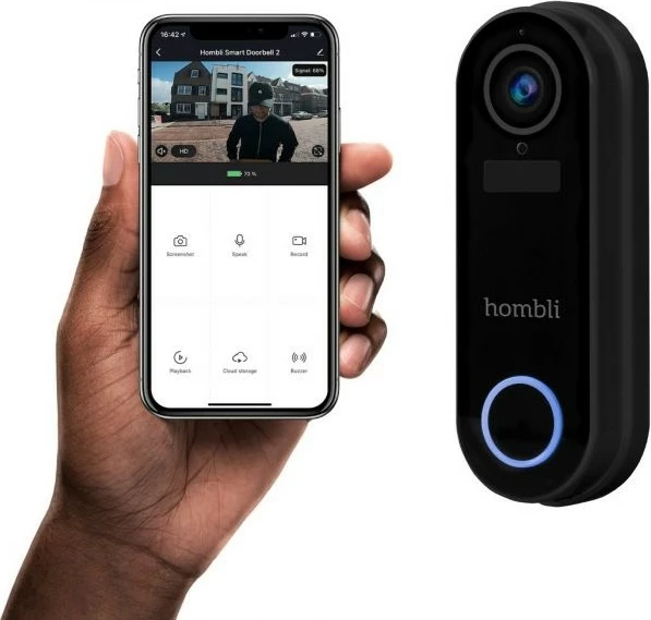 Zile e mençur Hombli Smart Doorbell Pack, e zezë, e bardhë, IP65, 2-way