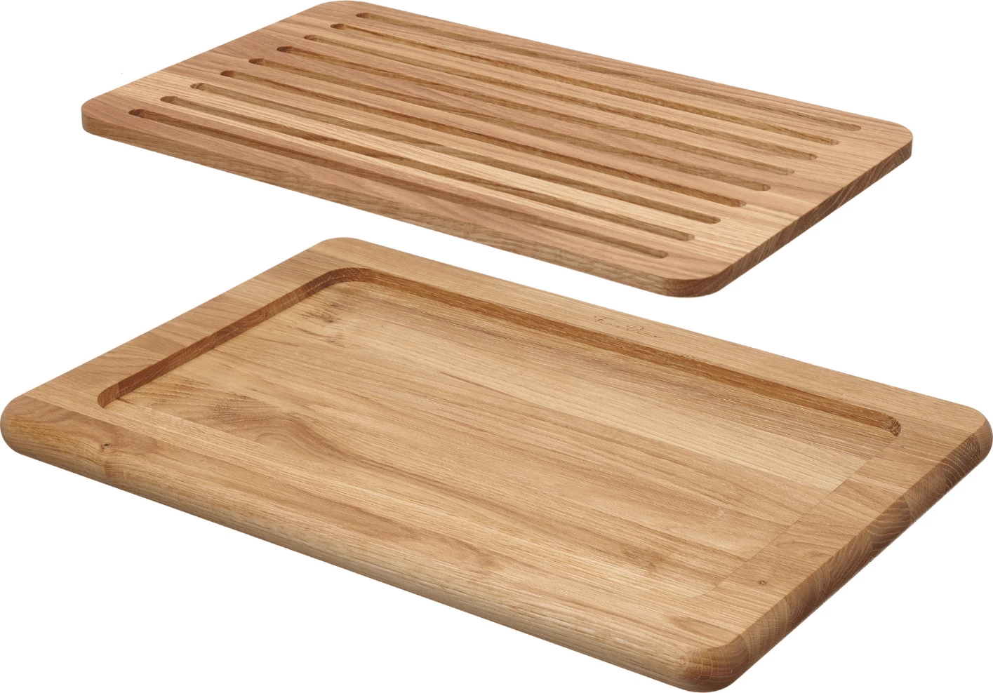 Dërrasë prerëse buke 2-pjesëshe, Fine Dine, Madeira, 480x325x25 mm, dru lisi, kafe/zezë