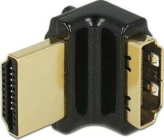Adapter HDMI DeLOCK HDMI-A/HDMI-A 90°, mashkull-në-femër, 4K, i zi