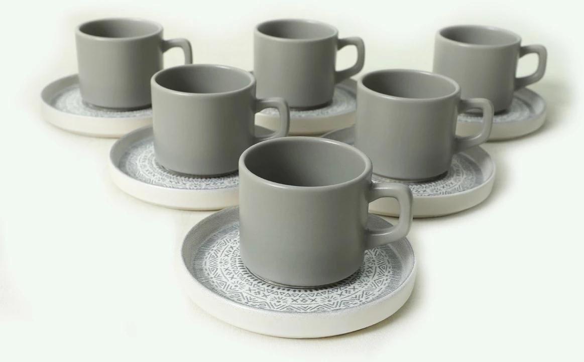 Set filxhanësh çaji (12 copë), Hermia Concept, gri