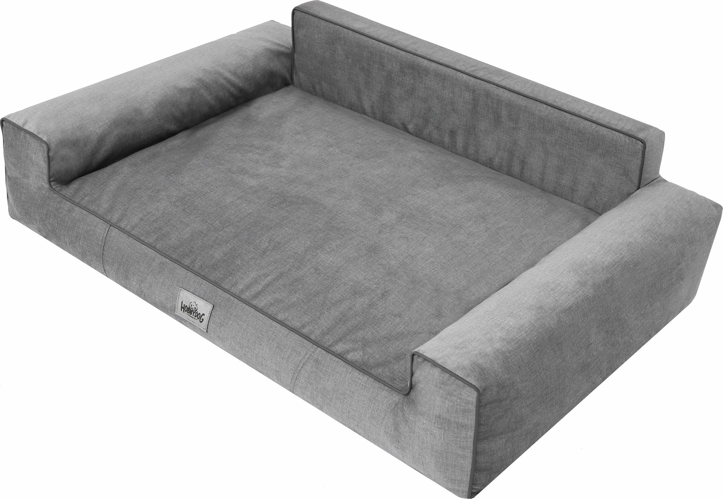 Shtrat për qen Hobbydog Glamour, 98×66 cm, lartësi 28 cm, dyshek 12 cm, gri