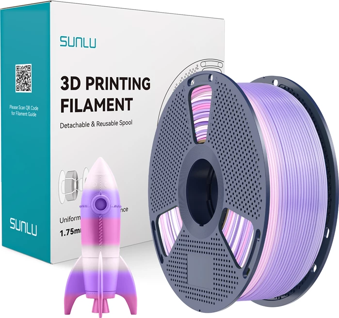 Filament PLA për 3D printim, Sunlu PLA R 03, 1.75 mm, Rainbow