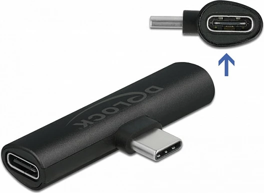 Adapter USB-C DeLOCK, 1x USB-C në 2x USB-C me PD 60W, i zi