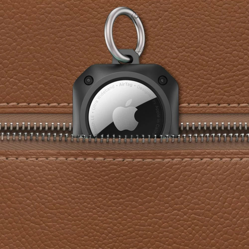 Mbështjellës Tech-Protect Rough Pro për Apple AirTag me karabinë, Zi